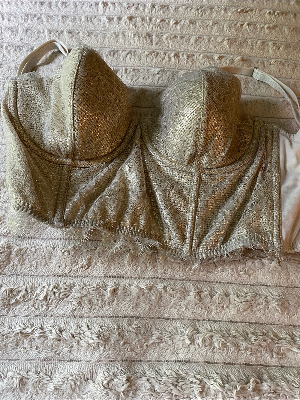 Victoria's Secret Gold Lace Longline Bustier Bra